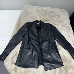 Black vegan leather blazer